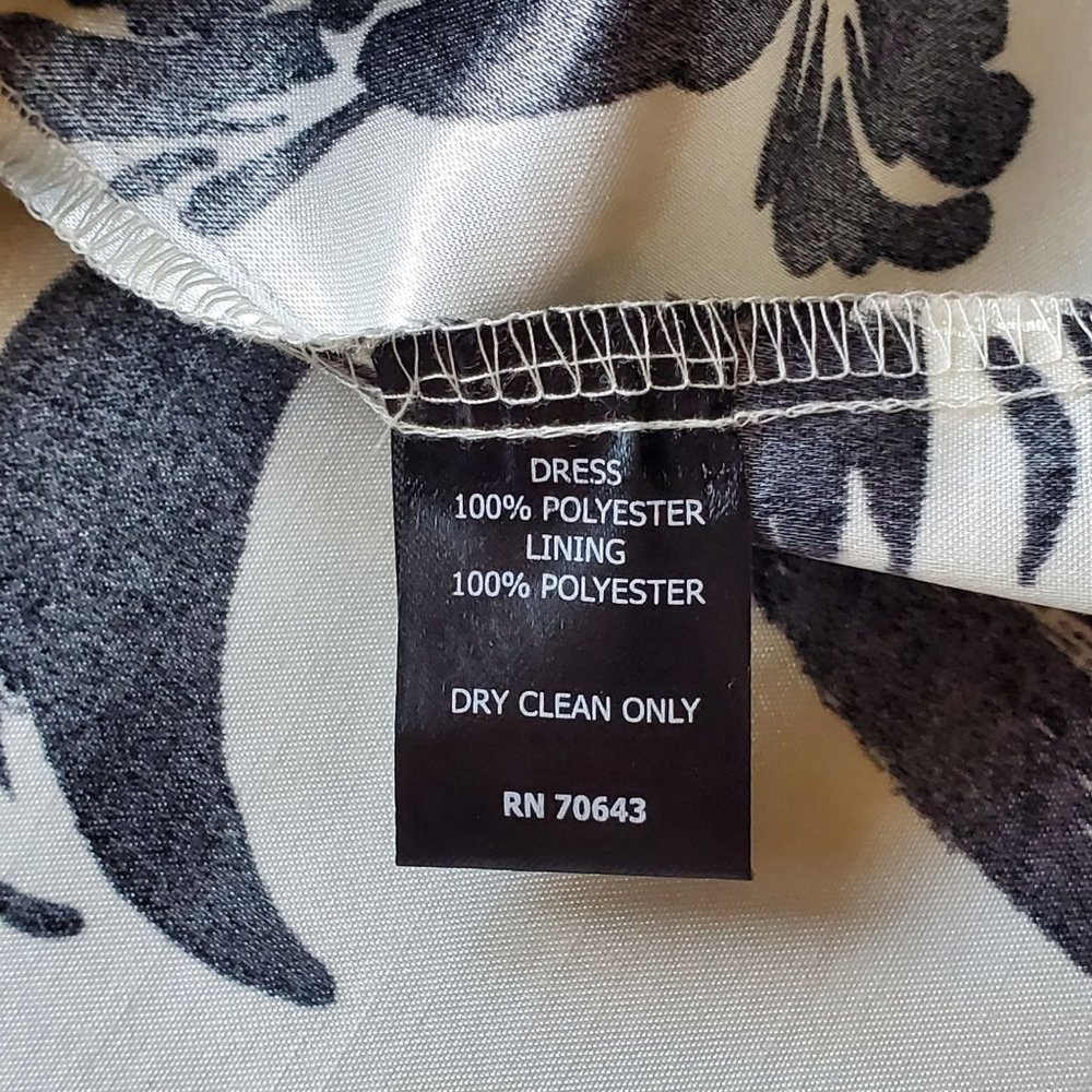 Jessica Howard Dress Sleeveless Fit & Flare Eggshell White Black Floral Sz 16 - Picture 8 of 8